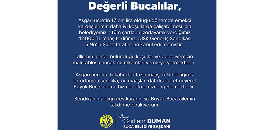 Buca toplu sözleşmede uzlaşamadı